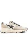 Golden Goose Running Sneakers In Nylon And Suede With Brown Glitter In Beige