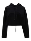 Golden Goose Black Chenille Cropped Hoodie In Blue