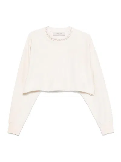 Golden Goose Cotton Cropped Sweatshirt In Neutral