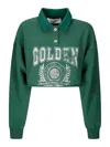 Golden Goose Journey Crop Graphic Polo Sweatshirt In White