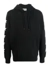 Golden Goose Cropped Black Hoodie With Star Graphics And Kangaroo Pocket
