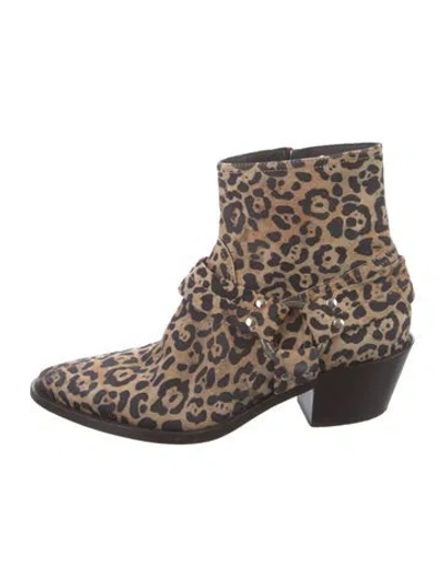 Pre-owned Golden Goose Suede Animal Print Boots In Neutral