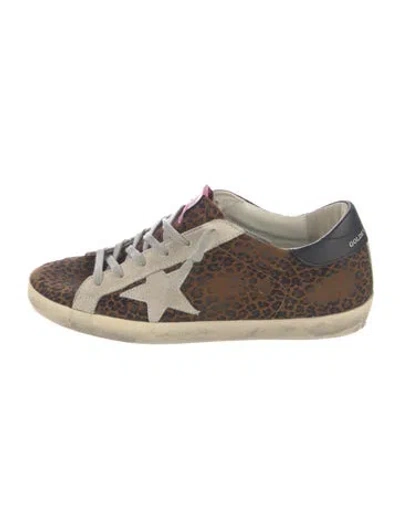 Pre-owned Golden Goose Suede Animal Print Sneakers In Brown