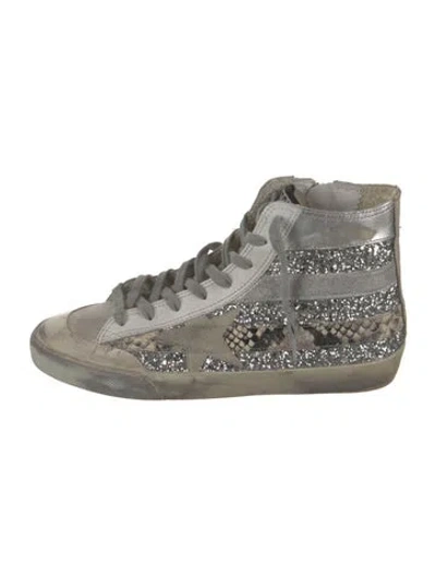 Pre-owned Golden Goose Suede Animal Print Sneakers In White