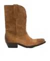 Golden Goose Low Wish Star Boots In Cognac-colored Suede With Inlay Star In Brown