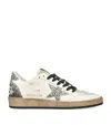 Golden Goose Nappa Leather Sneakers With Silver Glitter Star Accents In Gray