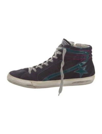 Pre-owned Golden Goose Suede Colorblock Pattern Sneakers In Blue