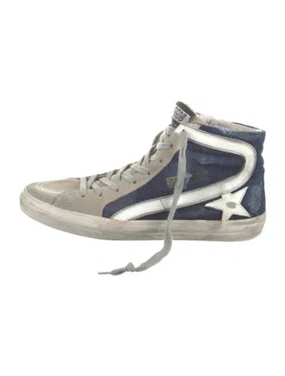 Pre-owned Golden Goose Suede Colorblock Pattern Sneakers In Blue