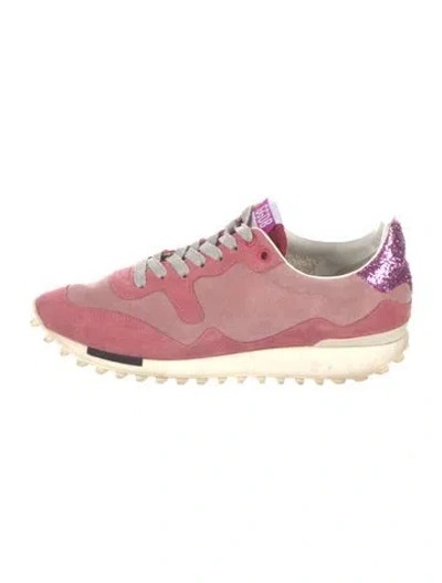 Pre-owned Golden Goose Suede Colorblock Pattern Sneakers In Pink