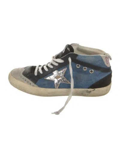 Pre-owned Golden Goose Suede Colorblock Pattern Wedge Sneakers In Blue