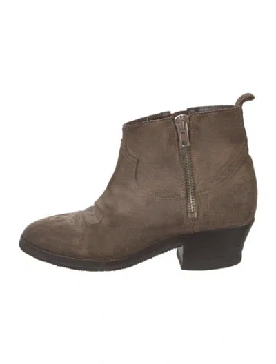 Pre-owned Golden Goose Suede Distressed Accents Boots In Brown