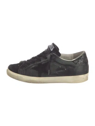 Pre-owned Golden Goose Suede Distressed Accents Wedge Sneakers In Black