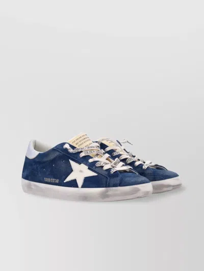 Golden Goose Suede Finish Sneakers Featuring Metallic Touch In Blue