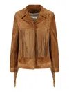 Golden Goose Tobacco Suede Fringe Jacket In Brown