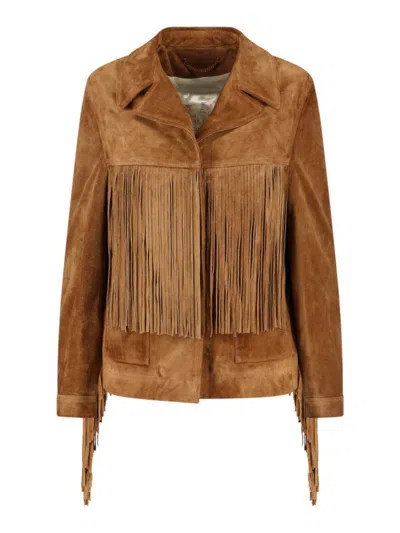 GOLDEN GOOSE SUEDE FRINGE JACKET - BROWN