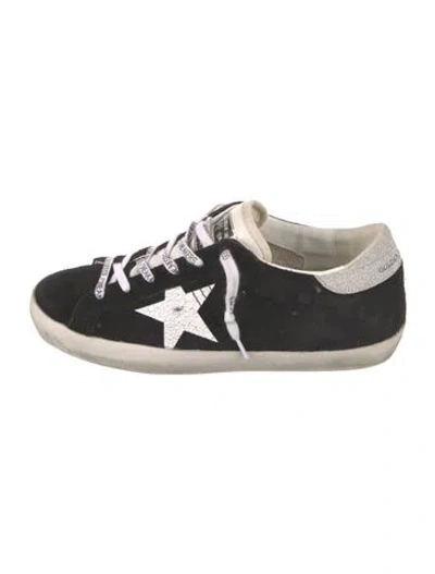 Pre-owned Golden Goose Suede Glitter Accents Sneakers In Black