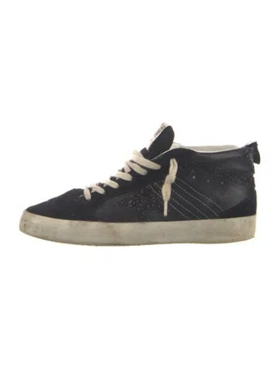 Pre-owned Golden Goose Suede Glitter Accents Sneakers In Black