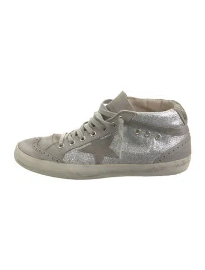 Pre-owned Golden Goose Suede Glitter Accents Sneakers In Silver