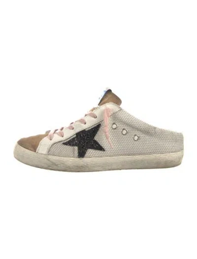 Pre-owned Golden Goose Suede Glitter Accents Sneakers In White