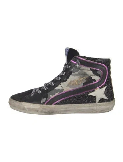 Pre-owned Golden Goose Suede Glitter Accents Wedge Sneakers In Multi