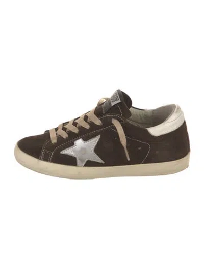 Pre-owned Golden Goose Suede Graphic Print Sneakers In Brown