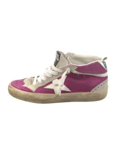 Pre-owned Golden Goose Suede Graphic Print Sneakers In Purple