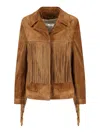Golden Goose Women Suede Jacket With Fringes In Brown