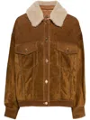 Golden Goose Journey Suede Jacket With Removable Collar In Brown