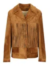 Golden Goose Women Suede Jacket With Fringes In Brown