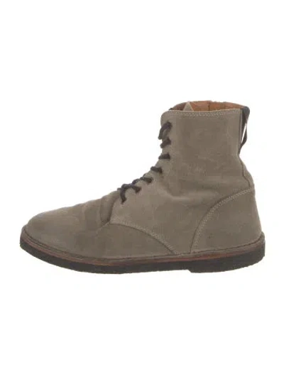 Pre-owned Golden Goose Suede Lace-up Boots In Gray
