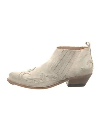 Pre-owned Golden Goose Suede Lasercut Accents Boots In Gray