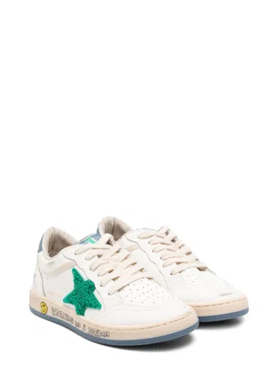Golden Goose Suede Leather Mini Sneakers With Star For Kids In White