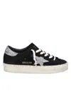 Golden Goose Hi-star Black Leather Laminated Star Sneaker In Black/silver