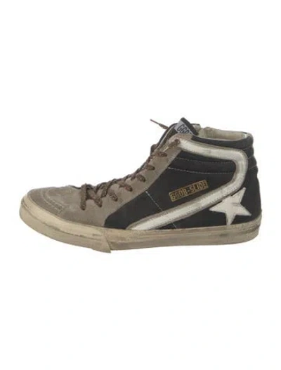 Pre-owned Golden Goose Suede Leather Trim Embellishment Sneakers In Black