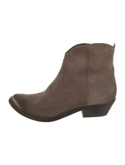 Pre-owned Golden Goose Suede Leather Trim Embellishment Western Boots In Brown