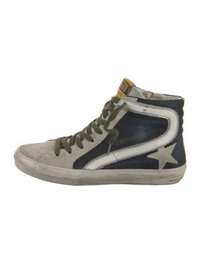 Pre-owned Golden Goose Suede Printed Sneakers In Blue