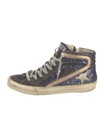 Pre-owned Golden Goose Suede Printed Sneakers In Blue