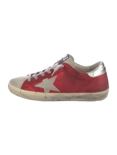 Pre-owned Golden Goose Suede Printed Sneakers In Red