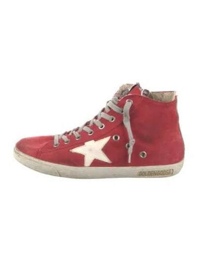 Pre-owned Golden Goose Suede Printed Sneakers In Red