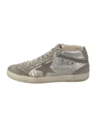Pre-owned Golden Goose Suede Printed Sneakers In Silver