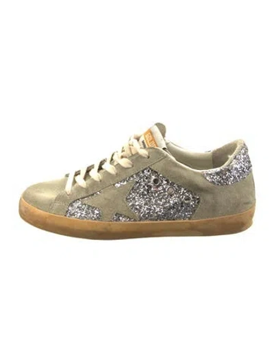 Pre-owned Golden Goose Suede Printed Sneakers In Silver