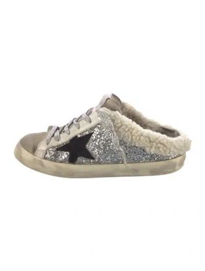 Pre-owned Golden Goose Suede Printed Sneakers In White