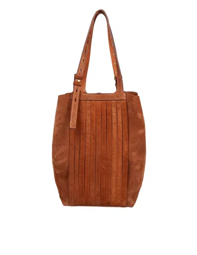 Golden Goose Suede Shopping Bag In Brown