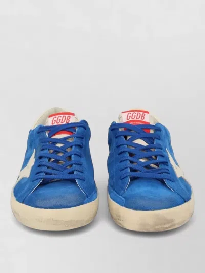 Golden Goose Super Star Suede Upper And Toe Nylon Tongue Leather Star And Heel Sneakers Blue In Animal Print