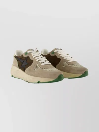 GOLDEN GOOSE SUEDE SNEAKERS WITH STAR APPLIQUÉ AND MESH