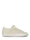 Golden Goose Super Star Distressed Beige Suede Low-top Sneakers In Neutral