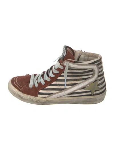 Pre-owned Golden Goose Suede Striped Sneakers In Neutral