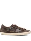 Golden Goose Suede Studded Star Sneakers In Brown