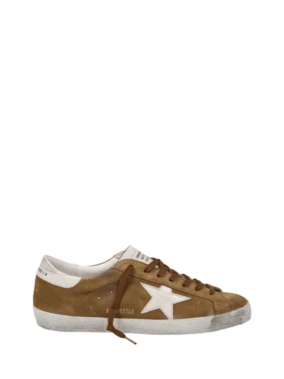 Golden Goose Suede Upper Sneakers With Patent Star In Brown