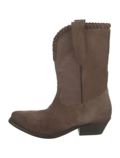 Pre-owned Golden Goose Suede Western Boots In Brown